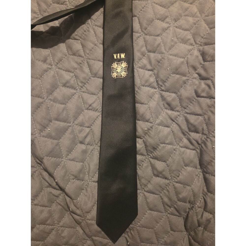 VFW Veterans of Foreign Wars Mens Black Tie Logo Necktie 100% Polyester